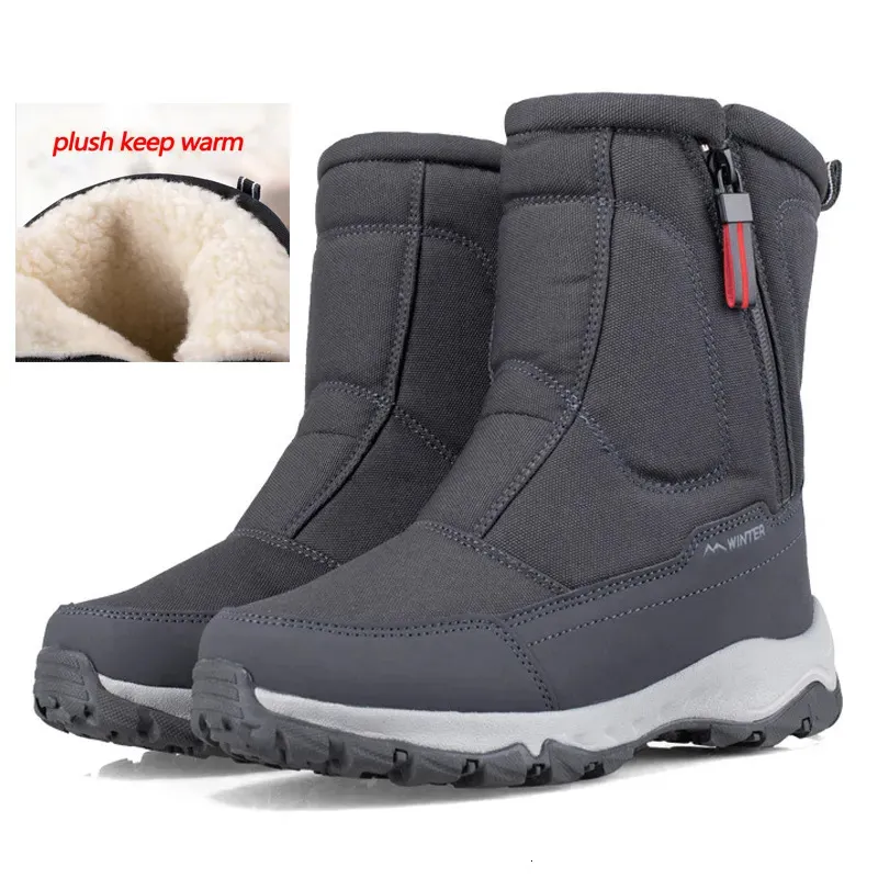 Botas homens 2023 sapatos de inverno para neve quente meados de bezerro grosso pelúcia mulheres algodão 231130