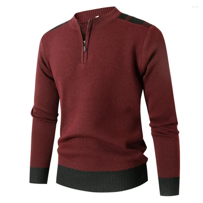Maglioni da uomo Maglione lavorato a maglia casual Pullover caldo Resistente stile ampio Colorblock Top Grigio Rosso Cachi Blu scuro