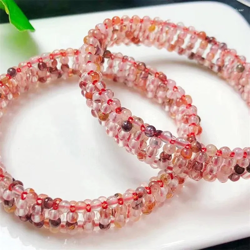 Bracelets à maillons Quartz de feu rouge naturel hématoïde tissé bracelet cristal pierre de guérison extensible pierre précieuse pour femmes cadeau d'anniversaire cadeau d'amant