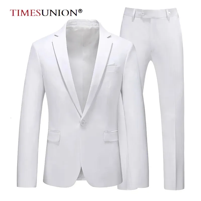 Men's Suits Blazers Men Set Wedding Jacket and Pant Candy Colors Slim Fit Formal Business Work Stage Tuxedo Groomsman White Suit for 231201