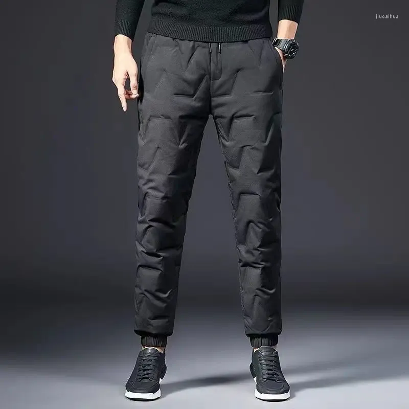 Pantalons pour hommes hiver grande taille coupe-vent d'âge moyen vêtements d'extérieur imperméables décontractés lâches haute rue pantalons rembourrés en coton vêtements masculins