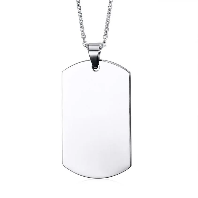 Pendentif étiquette de chien en acier inoxydable poli, argent, cadeau d'amitié pour mari et femme, collier militaire personnalisé 244t