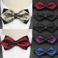 Neck Tie Set Men Bowtie est Butterfly Knot Mens Accessories Luxurious Bow Black Cravat Formal Commercial Suit Wedding Ceremony s 221013
