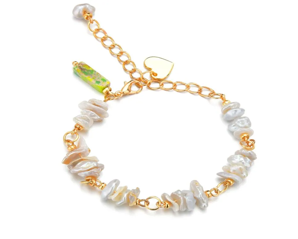 Nouveau Bracelet de perles d'eau douce irrégulières pour femmes, chaîne à maillons, charme baroque, vraies perles, pendentif en pierre naturelle, bracelets, cadeau féminin 5248304