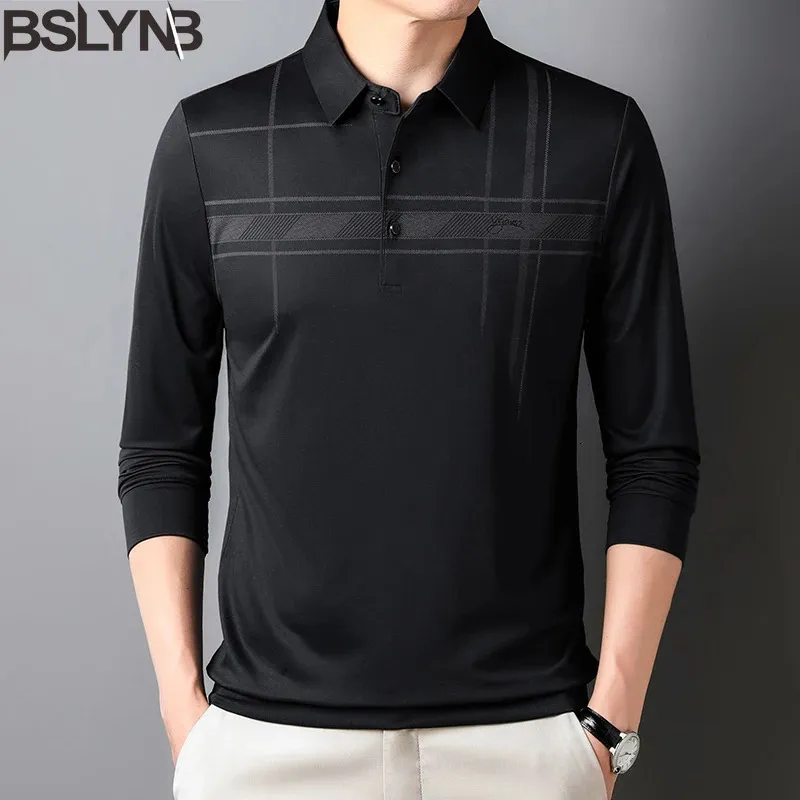 Męski Polos Męski rękaw Sym Slim Fit Button koszule Męskie Casual Polo Shirt Business Tshirt Men Odzież 231201