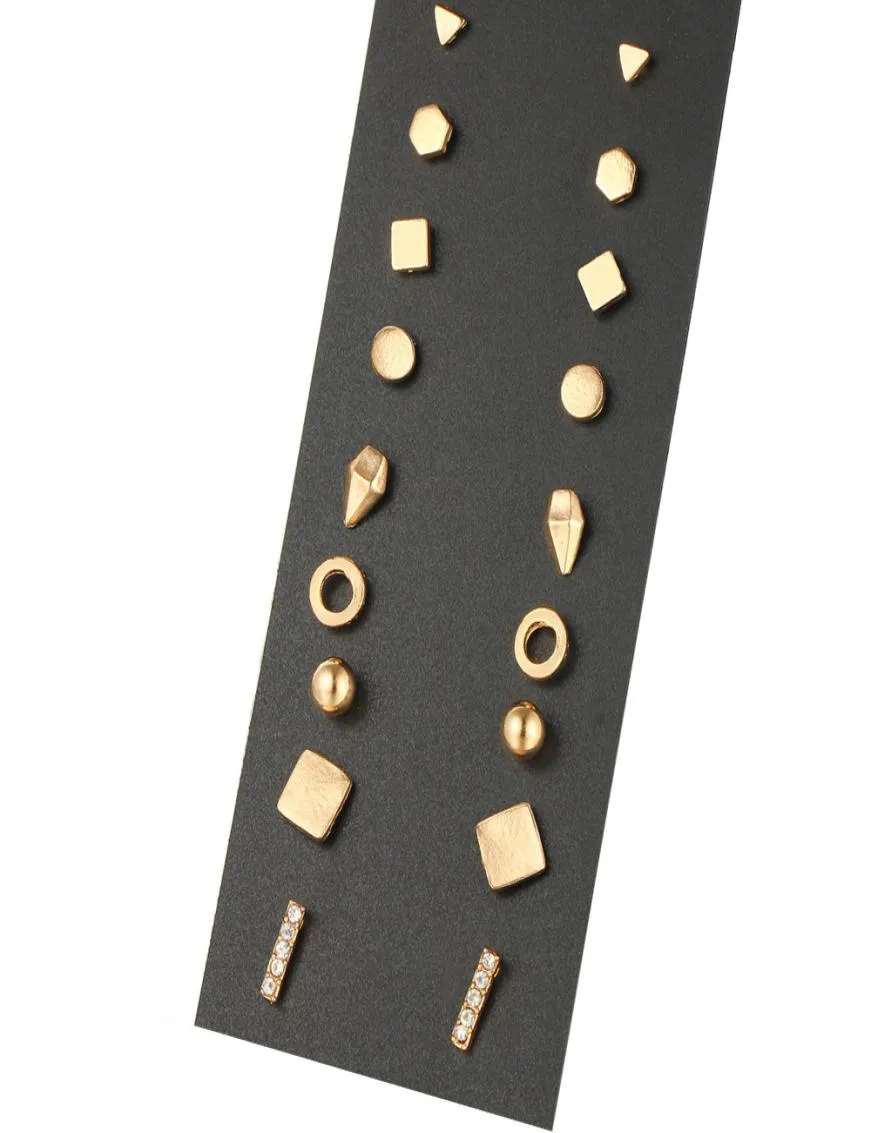 orecchini in metallo di design gioielli di moda semplice vento 9 paia di orecchini set di carte nere orecchini interi6813003