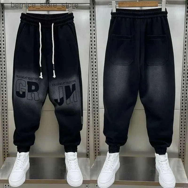 Pantaloni da uomo Autunno Pantaloni a gamba larga Lettera Stampa Moda Pantaloni sportivi casual Strada Pantaloni hip-hop Pantaloni neri sfumati Designer Abbigliamento da uomo Q231201