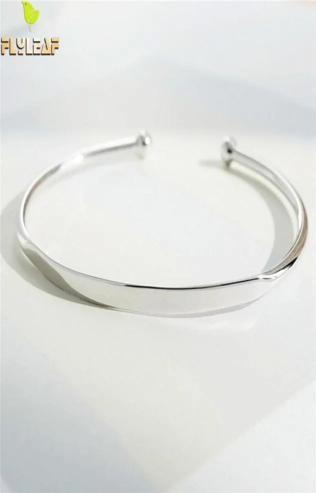 Flyleaf marca 100 925 prata esterlina suave redondo aberto pulseiras pulseiras para mulheres minimalismo senhora moda jóias cx2007064510297
