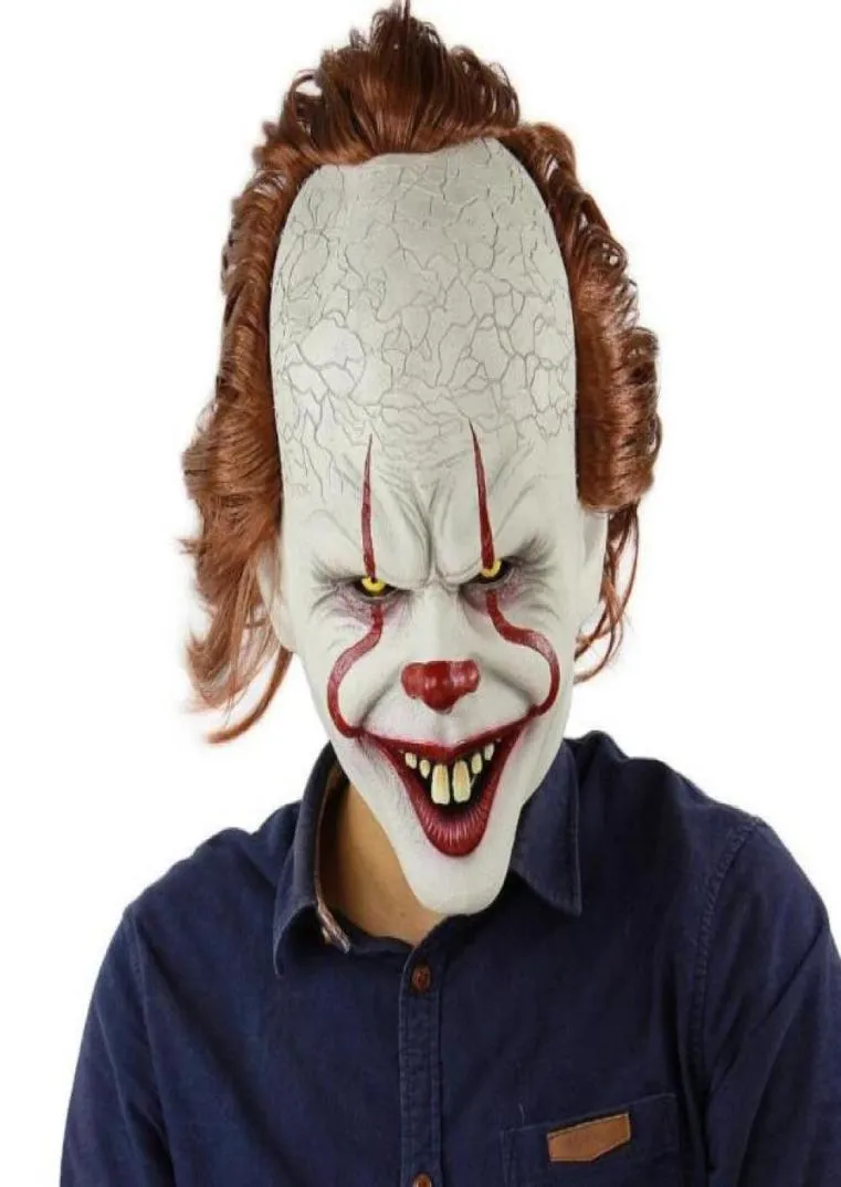Silicone Movie Stephen King039s It 2 Joker Pennywise Mask Full Face Horror Clown Latex Mask Halloween Party Horrible Cosplay Pr6219884242