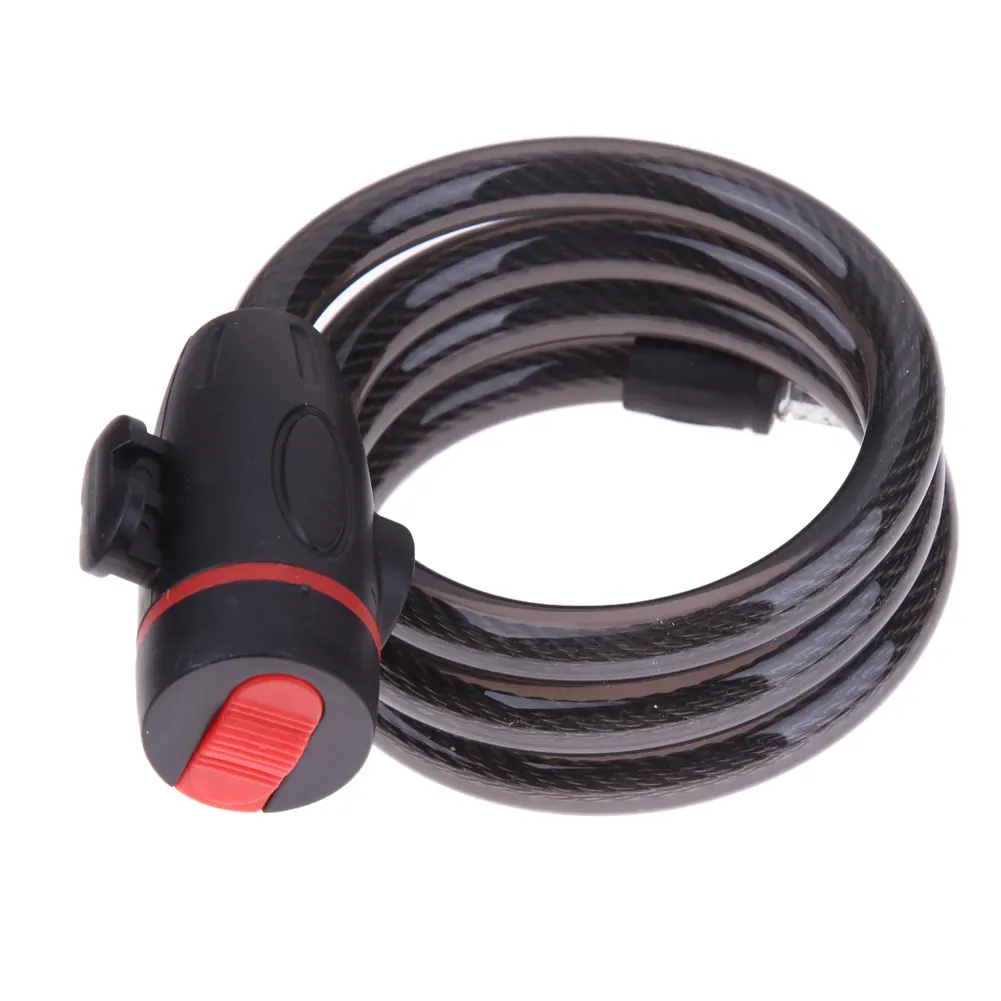 100cm Anti-Theft Bike Lock Steel Strong Wire Coil Cable MTB Road Cycling Motorcycle Security Bicycle Lock with 2 Keys Black