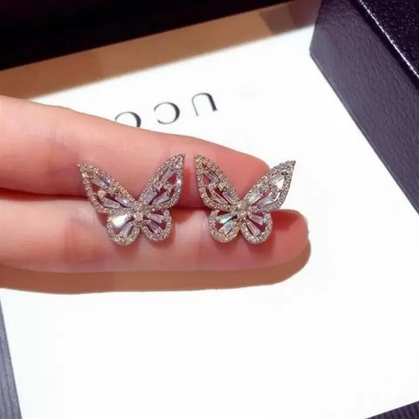 Designer Women Stud Fashion Jewelry 925 Sterling Silver Bowknot Luxury Lady Full Drill Crystal Earring High Quality Jewelery ACCE243F