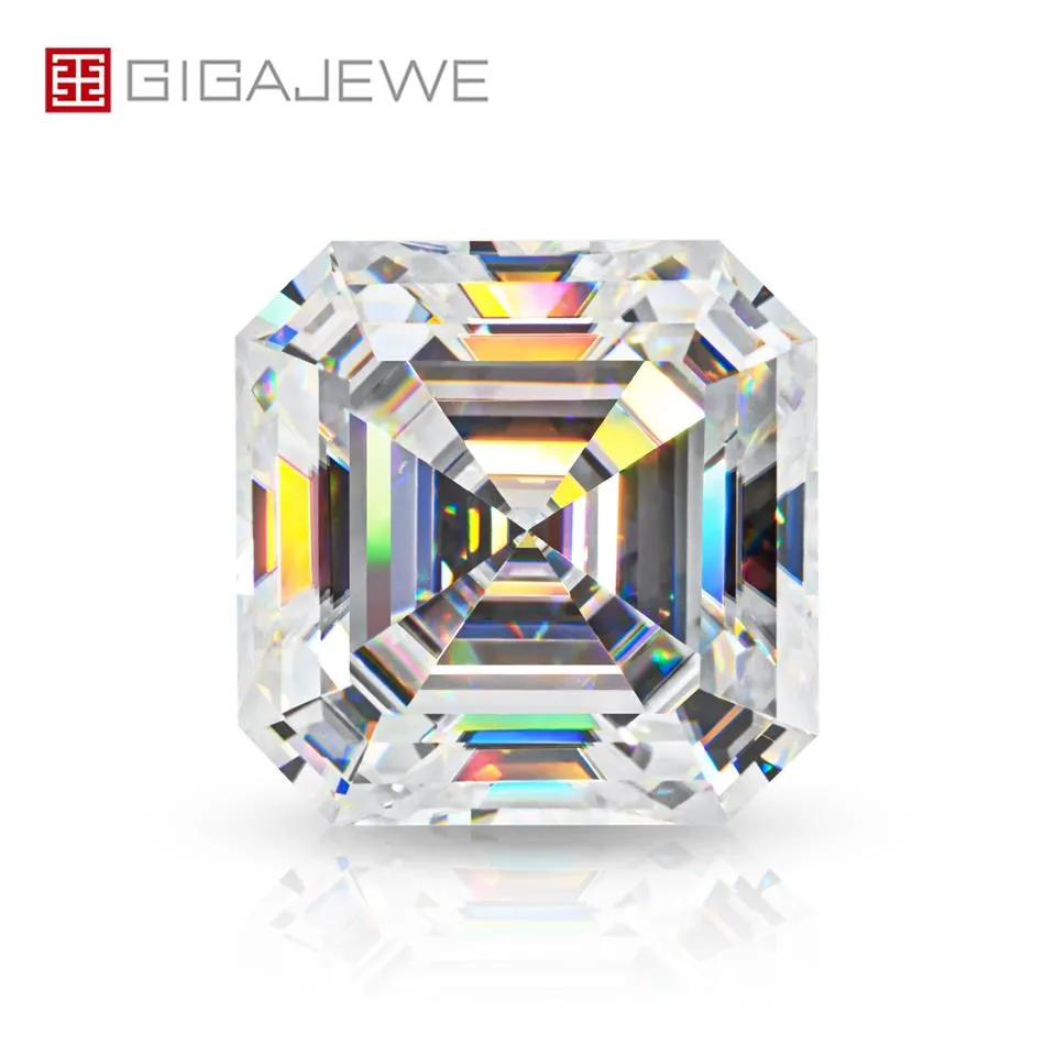GIGAJEWE blanc D couleur Asscher coupe VVS1 moissanite diamant 0 5-7ct pour la fabrication de bijoux coupe manuelle 224h