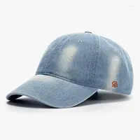 Berets Denim Baseball Cap Embroidered Retro Cotton Washed With Curved Cornice Sunshade Hat Goes