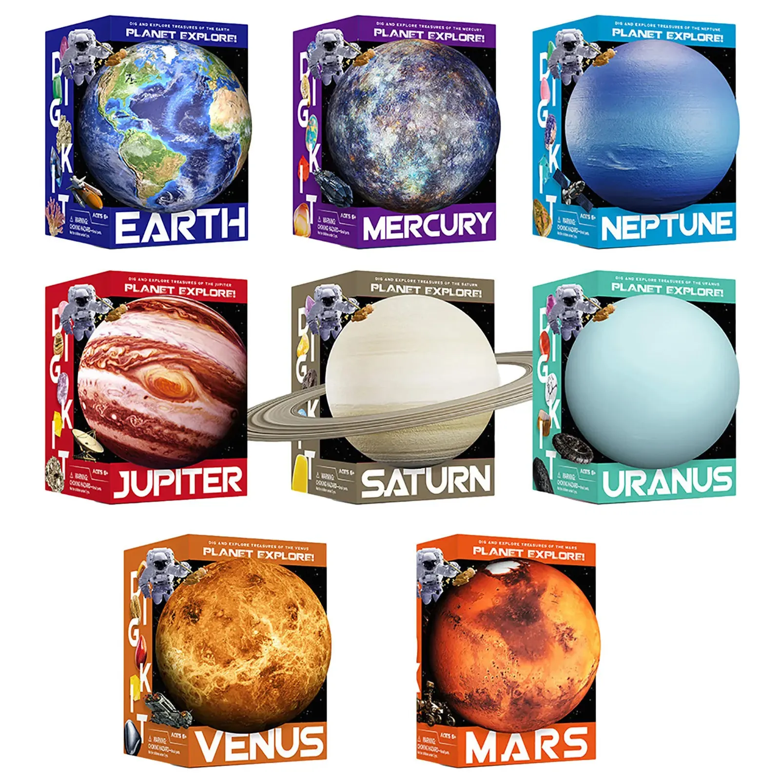 Jeux de nouveauté Planet Explore Dig Kit Jouets Système solaire Excavation de pierres précieuses Mining Kids Science Jouet éducatif précoce 231201