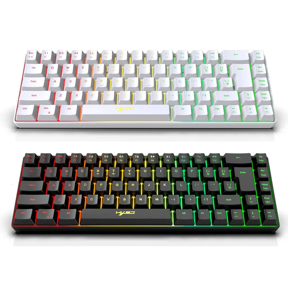 Teclados HXSJ V200 Teclado de membrana com fio RGB LED Backlight Gaming Keyboard 68keys Teclado de computador Gamer para PC Laptop Game / Office 231130