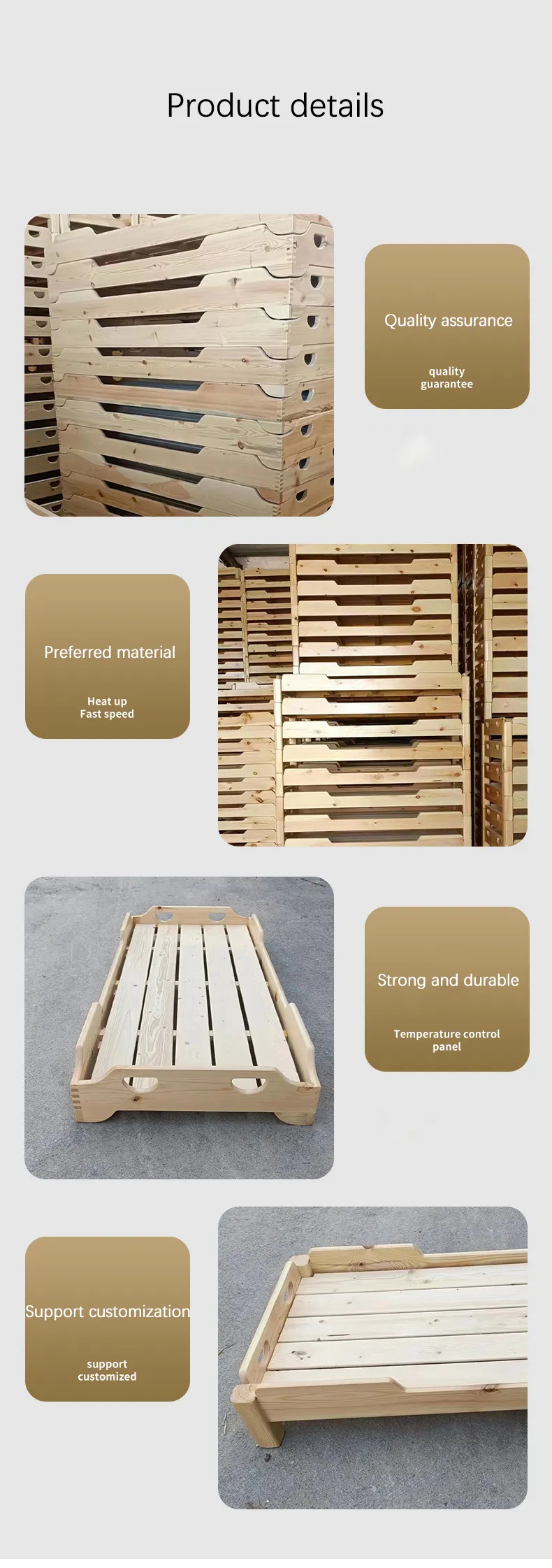 Solid Wood Kindergarten Childrens Bed, Modern Minimalism Design, No ...