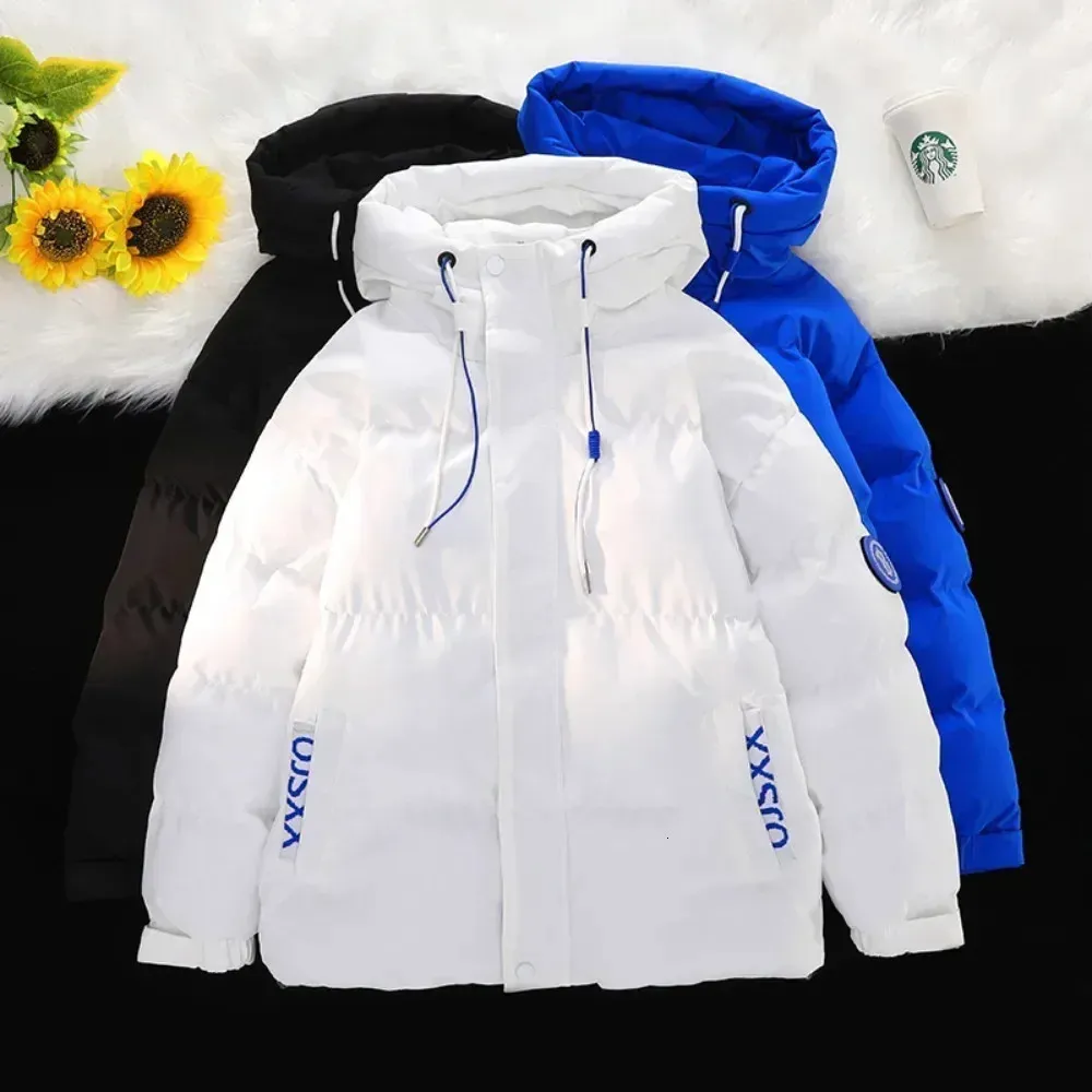 Mulheres para baixo parkas parka jaquetas homens com capuz roupas 2023 streetwear cor sólida puffer jaqueta com capuz casacos roupas de inverno 231201