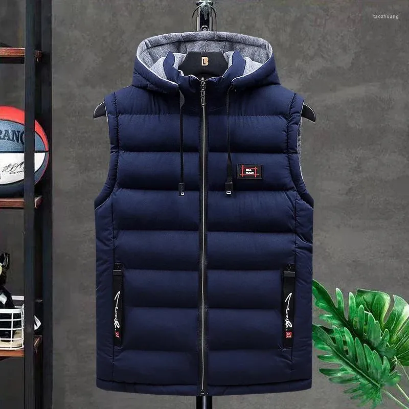 Gilet da uomo Tinta unita antivento addensato caldo moda abbigliamento stile casual con cappuccio Capispalla autunno inverno di alta qualità