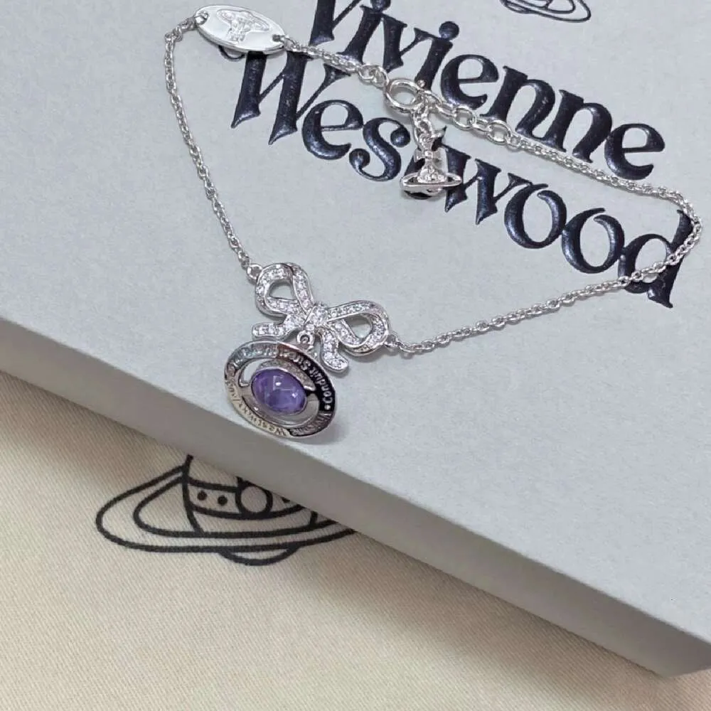 Viviane Westwood Necklace Bransoletka projektant biżuterii dla kobiet Tiktok netto czerwony styl trójwymiarowy moda Vivienennes Westwoods z pudełkiem