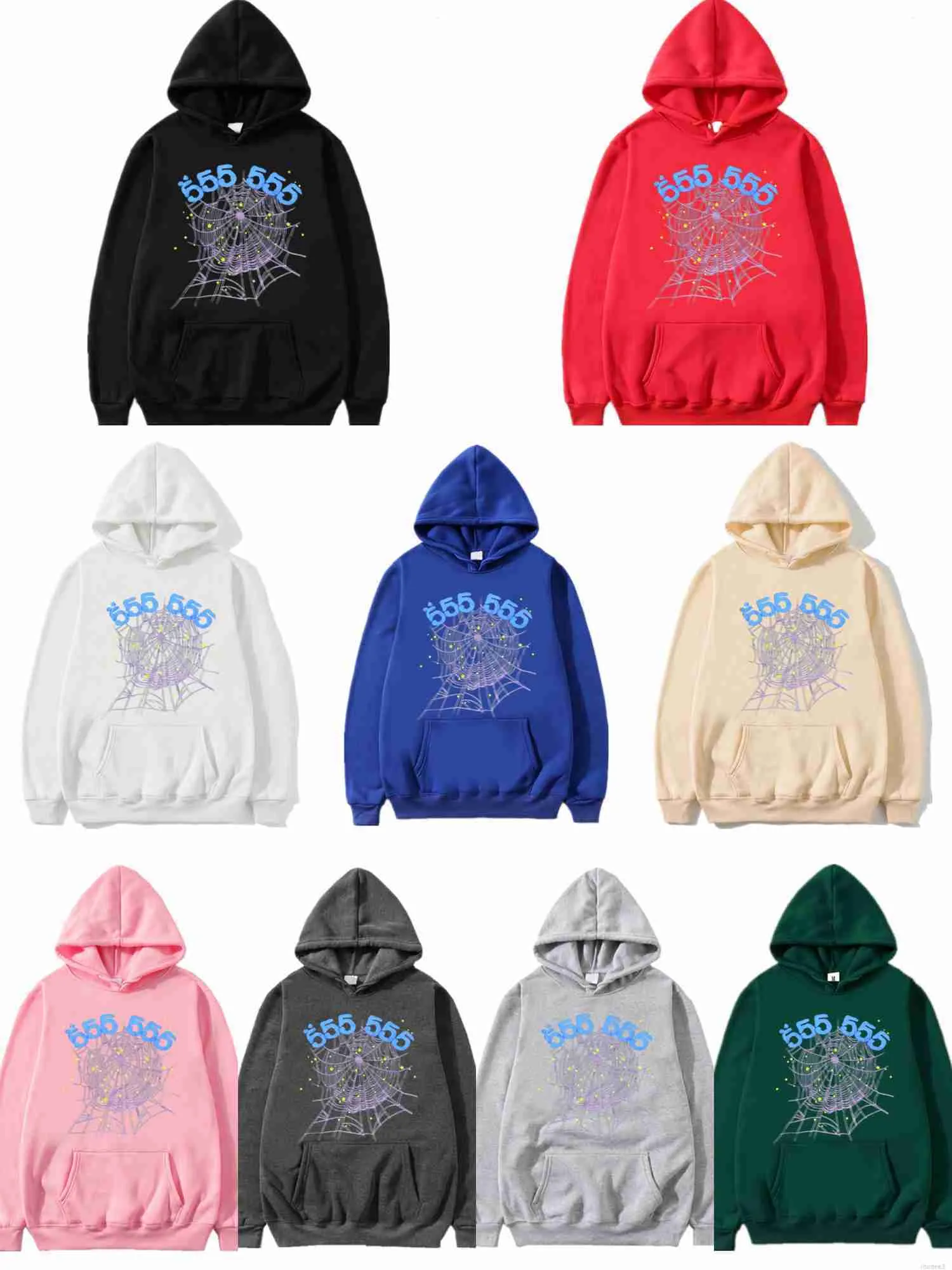 2023 Designer Men hoodie Women SP5der Fashion Spider Web Loose Coat Pullover Sweatshirts 555 Print Hooded For Free Frakt 4FX9