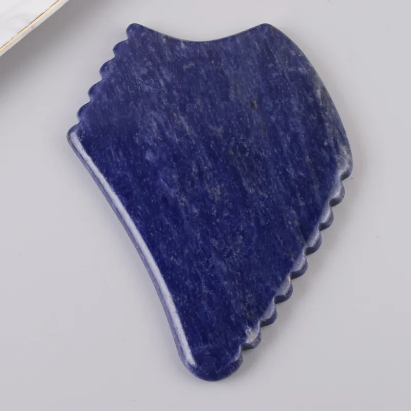 Sawtooth Niebieski sodalite gua sha kamień masager na twarz naturalny jadeż kamień guasha scraping narzędzie do masażu na twarz i ciało do pielęgnacji skóry