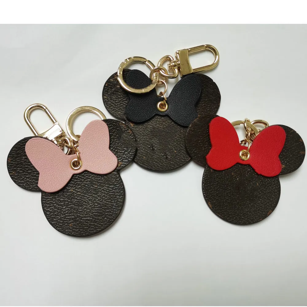 Letter Print Mouse Designer Keychain Pu Leather Animal Car Keyrings Nyckelkedja Holder Fashion Key Ring No Box