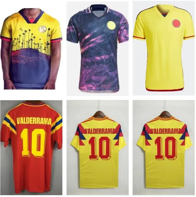 23 24 Colombia Uit Voetbalshirts 2023 2024 1990 Retro Valderrama JAMES Copa America Voetbalshirt FALCAO Camiseta De Futbol Maillot