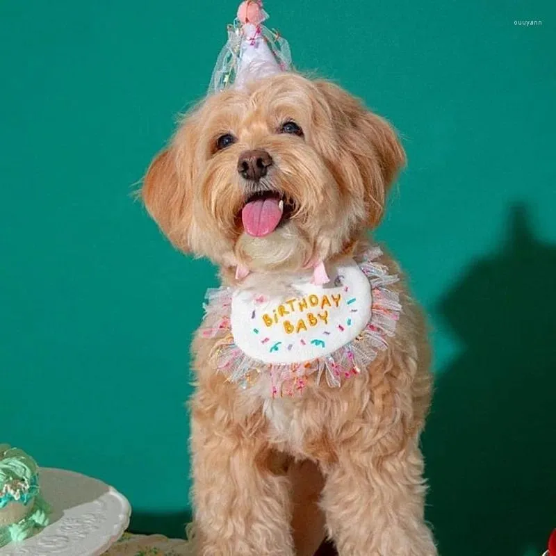 犬アパレルバンダナパーティービブスカーフカラーお誕生日おめでとうベビーベア調整可能なペットネッカチーフコットンウォータープルーフサリバチワワ