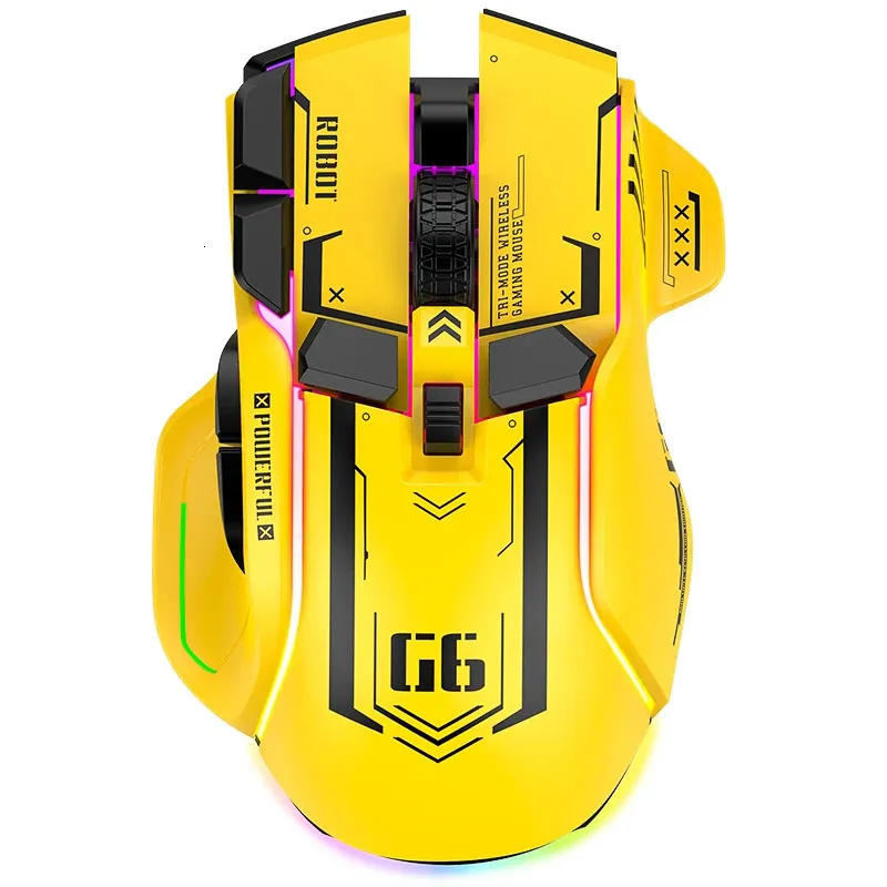 مجموعة مفاتيح Mouse Mouse Combos Tri Mode 2 4G USB Bluetooth Wireless Gamimg 12 Keys RGB Game Wired Meche Mice for Windows iOS Home Office Pc PC Gamer 231130