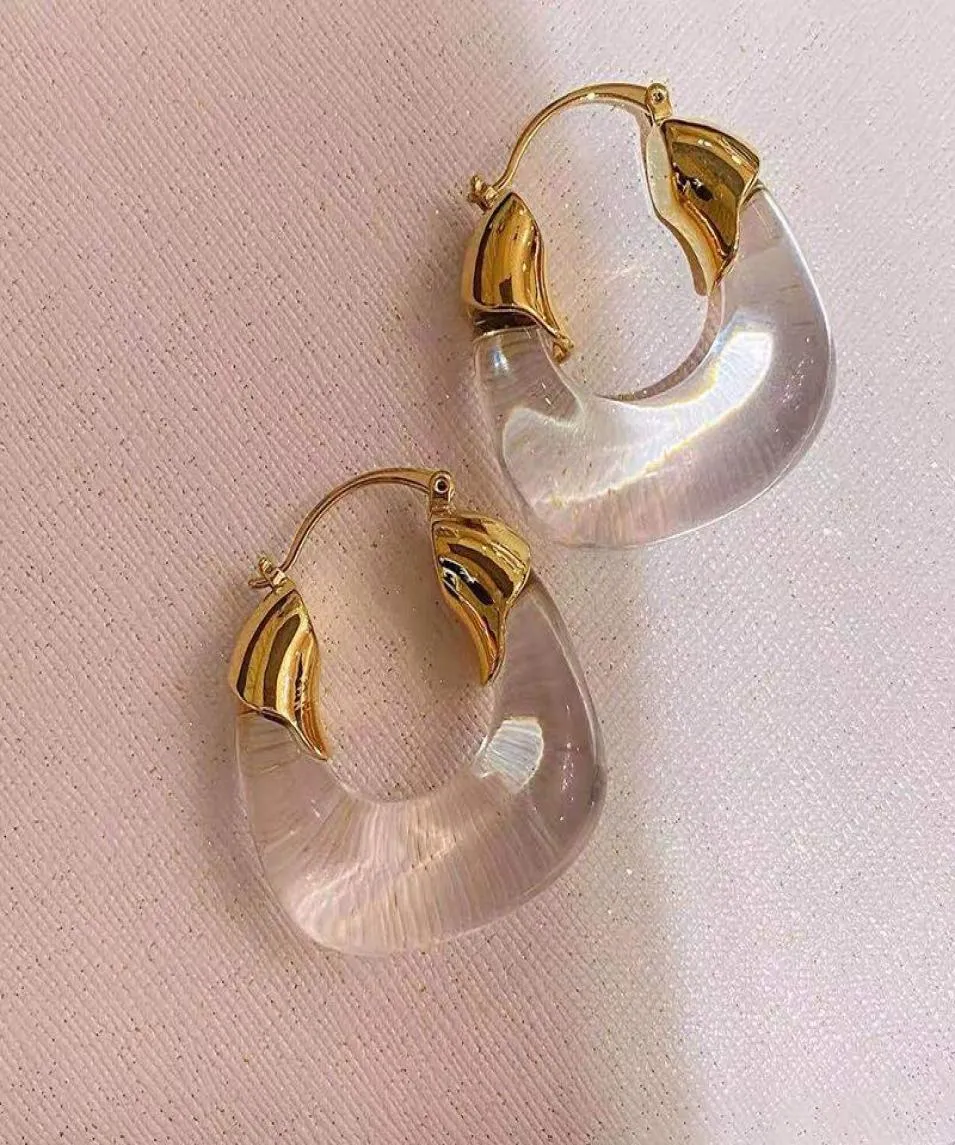 Dangle Lustre Designers Transparent Résine Cercle Boucles D'oreilles En Métal Rétro Simple All-match Mode Dame Fête D'anniversaire 20213296132