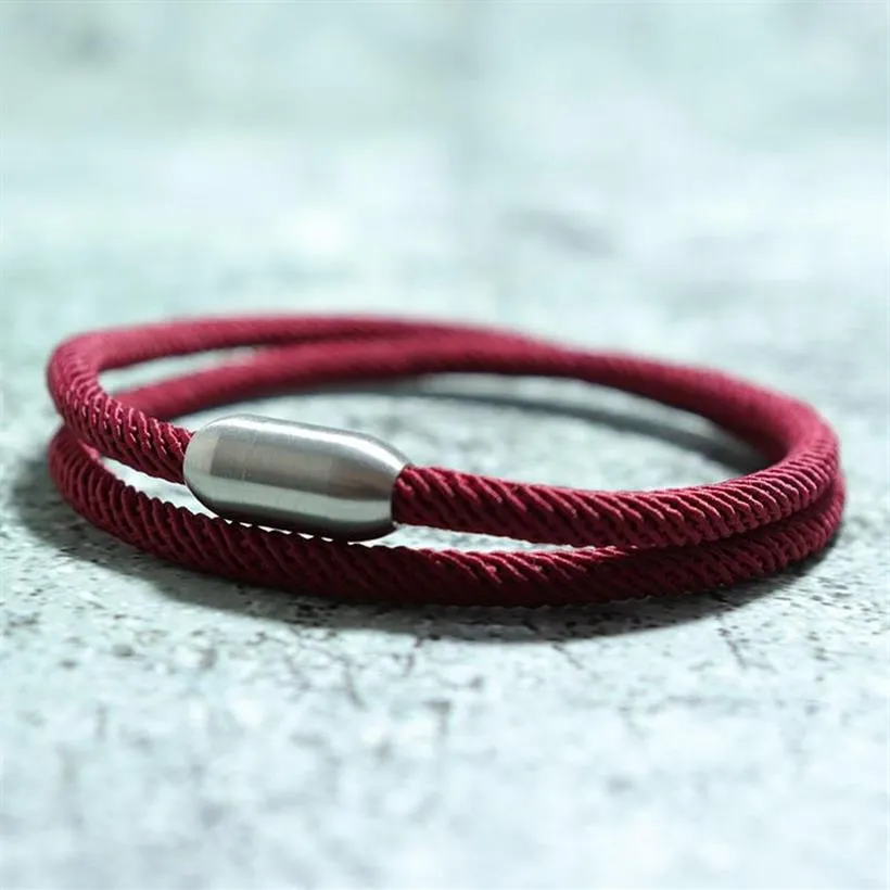 Charme Pulseiras Minimalista Duplo Milan Corda Homens Mulheres Criativas Ímã Braslet Acessórios Yoga Meditação Braclet Vermelho Pulseras Gi196a