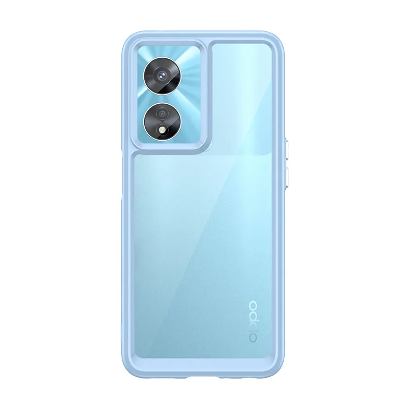 Clear Acrylic stötsäker hårda fall för Oppo A77 4G 5G A77S Transparent Back Cover Mobiltelefonfodral Mjuk TPU -stötfångare