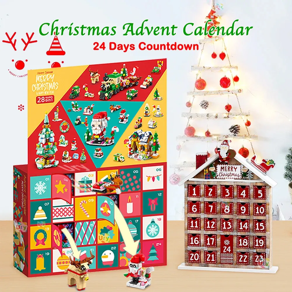 Calendario Avvento 2025 Bambini, 24 Giorni Calendario dell'Avvento Blocchi da Costruzione Albero di Natale, Conto Alla Rovescia di 24 Giorni Calendario dell Avvento Giocattolo Regali di Natale
