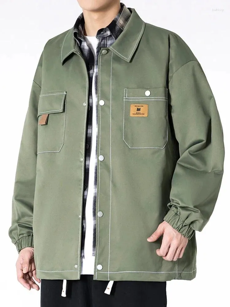 Men's Jackets 2023 Spring Cargo Plus Size Fashion Shirt Collar Loose Windbreaker Work Coat Casual Daily