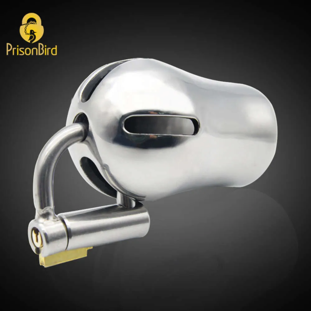 New Chaste Bird New Male Suver Luxury Actority Device Stainless Steel Cock Penis Cage مع Titanium Plug Pa Magic Lock Sexy BDSM A294