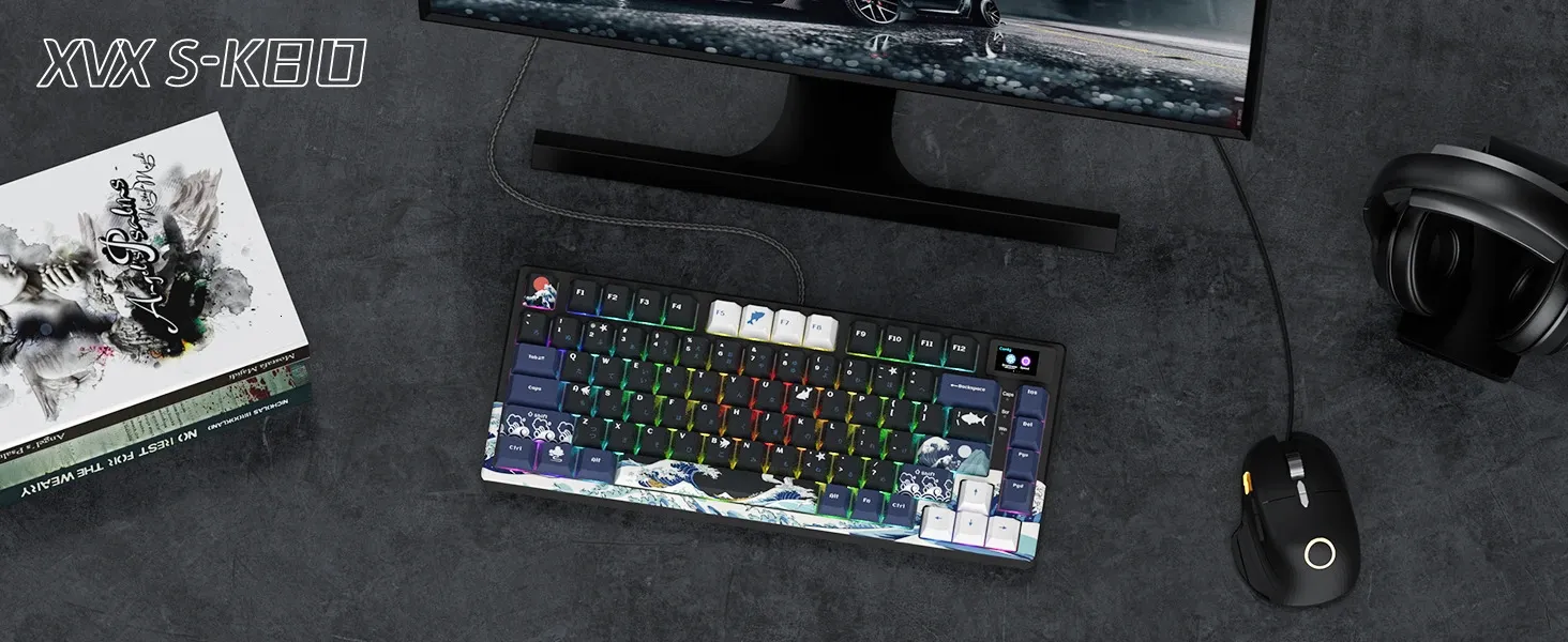 ✓ DHgate 화려한 기계식 키보드 : 컬러 디스플레이, 개스킷 마운트 디자인, USB 게임 키보드가있는 소형 80 키 핫 스왑  가능한 커스텀 게임 키보드 | 인기 키보드