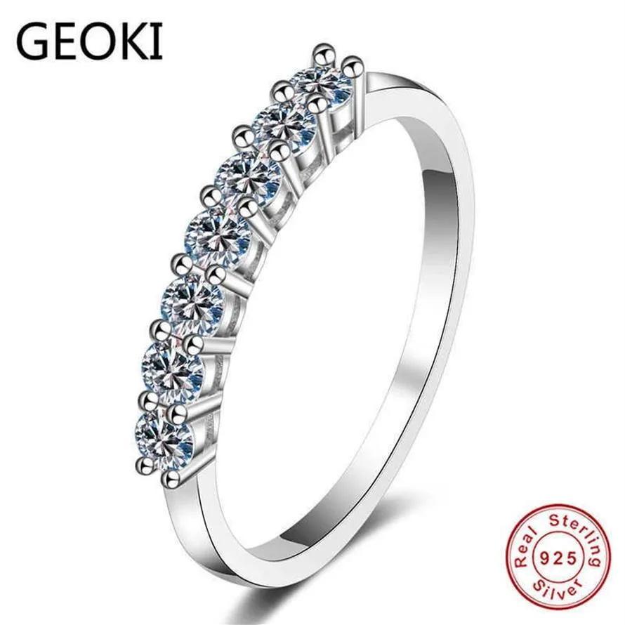 Geoki Luxe 925 Argent Passé Diamant Test Mossanite Bague Coupe Parfaite 0 28 ct D Couleur VVS1 Bagues de Fiançailles de Mariage pour Femmes Y07298N