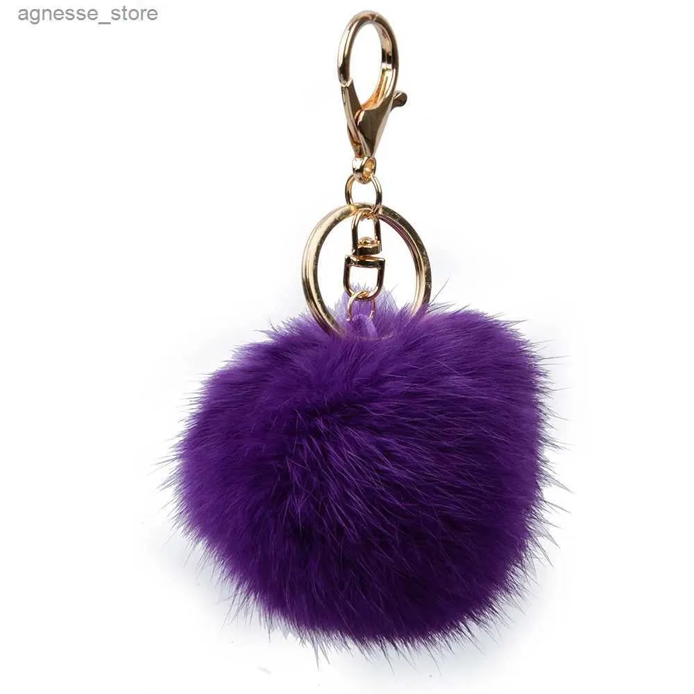 Chaveiros Lanyards Moda Fluffy Imitate Rabbit Fur Ball Chaveiro Mulheres Saco Charme Pingente De Pelúcia Cor De Ouro Chaveiro R231201