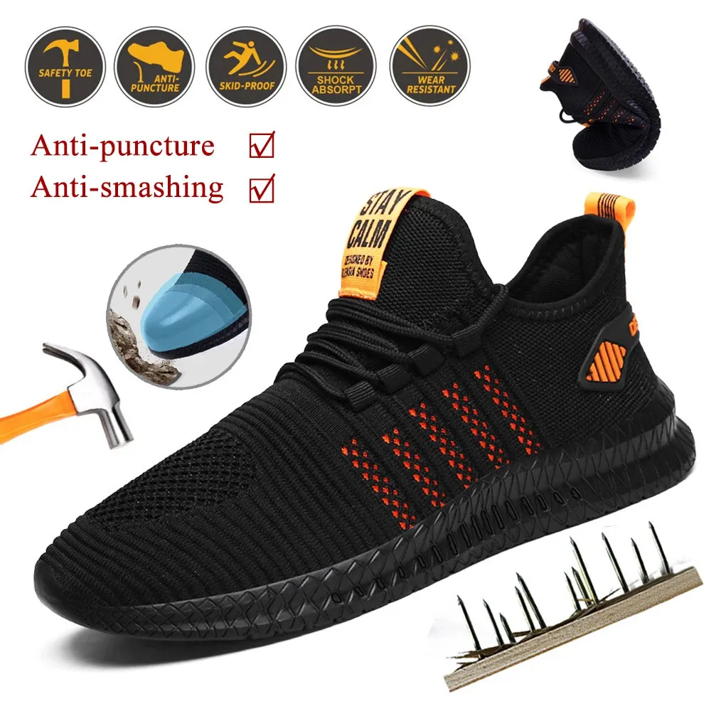 Scarpe antinfortunistiche ZK30 Scarpe antinfortunistiche da lavoro Drop Estate Traspirante Uomo Cuscino d'aria Scarpe protettive da lavoro Sneakers Anti-puntura Puntale in acciaio maschile 231130