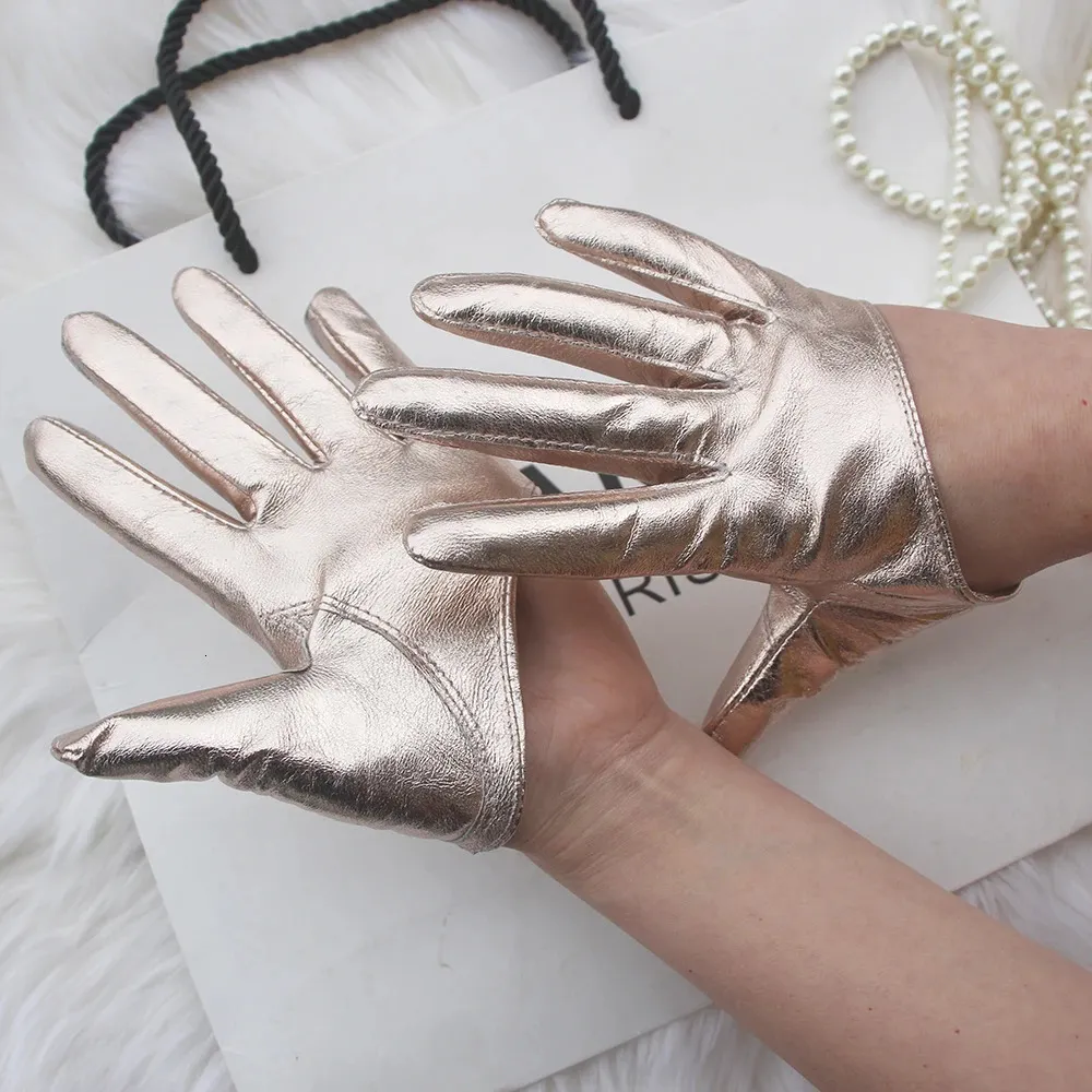أكمام ذراع الأكمام S Runway Patent Gloves Half Palm Glove Fashion Performan