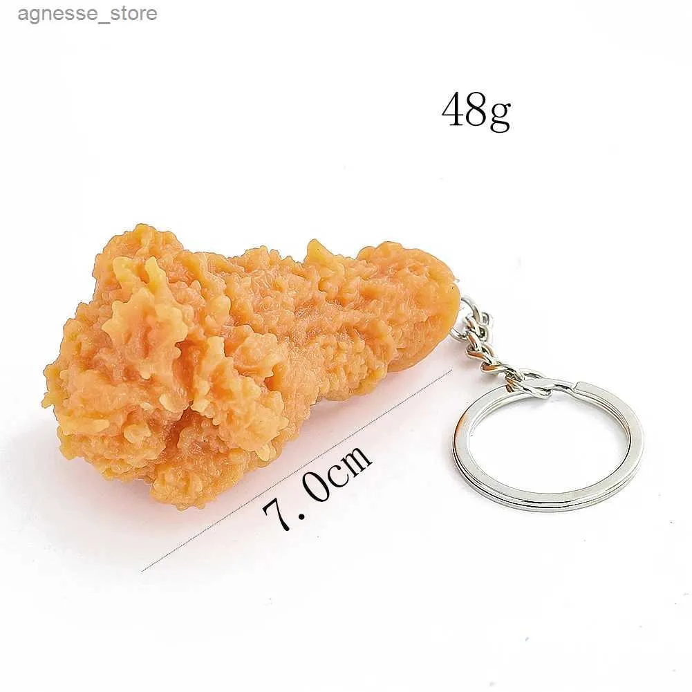 Keychains Lanyards Food Keychain Fried Chicken Leg Food Pendant Restaurant Client Gift Chef Cook Keyring Children's Toy Promotional Gift R231201