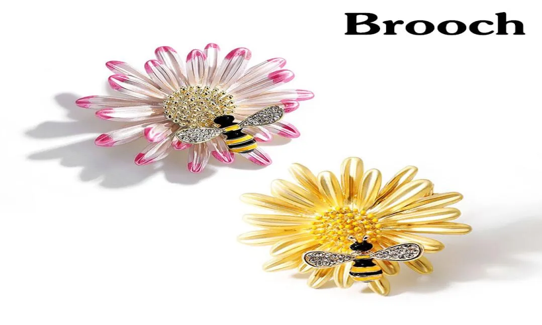 Bee Daisy Emamel Pin Fashion Girls Brooch Pins Rhinstone Brosches for Women Scarf Clip Insect Pin Accessories9042616