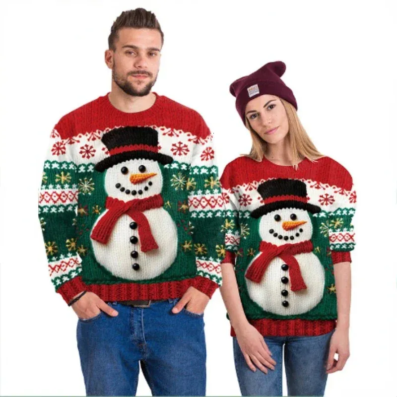 Men's Sweaters Men Women Ugly Christmas Tree 3D Printed Red Xmas Pullovers Tops Clothes Couples Party Festival Sweatshirts 231201