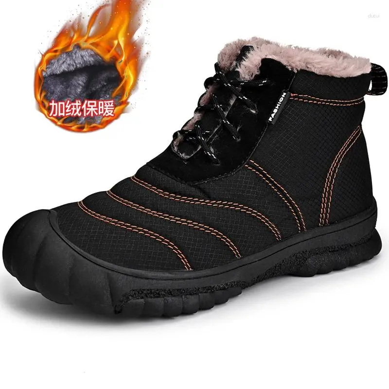 Stivali da uomo scarpe con suola spessa sneakers moda inverno caldo uomo taglia grande 46 gomma antiscivolo caviglia da uomo all'aperto neve