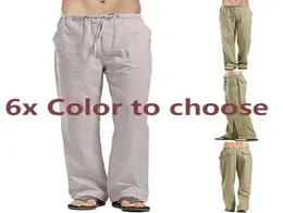 Mens Nature Cotton Linen Trousers Summer Pants 2XL Casual Male Solid Elastic Waist Straight Loose Plus Size Homme Pant31159376756289