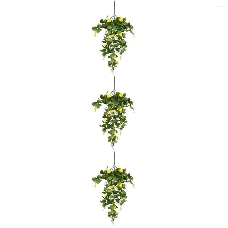 Party Decoration 3 Pieces Simulation Rattan Branch Tree Artificial Table Wall Hanging Stem Plastic Lemons Home Fake Bouquet