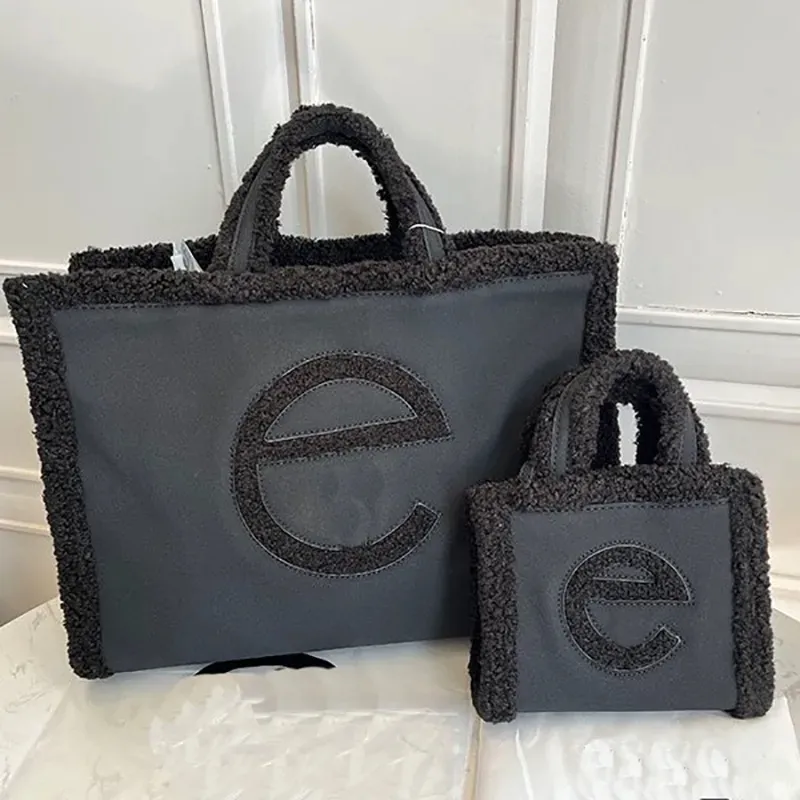 Mode wgg tote väska gemensamt namn lamm ull onthego vinter stor väska lyxiga shoppingväska crossbody vinterhandväska tote väska liten mocka väska chd23101912 dicky0750d