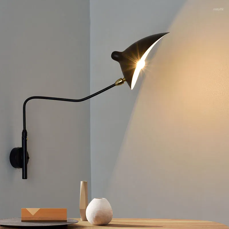 Lampa ścienna Nordic Duckbill Creative Industrial Wind Embled zęby i wahadło rąk rąk długiego dźwigni