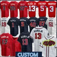 Baseball Jerseys NEW College Baseball Wears Dansby Swanson  Baseball Jersey 13 Ronald Acuna Jr. Matt Olson Ozzie Albies Austin Riley Dale Murphy Hank