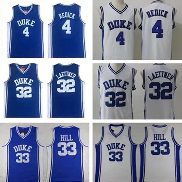 Duke Blue Devils Jersey 4 JJ Redick Formaları 32 Christian Laettner 33 Grant Hill White Tüm Dikişli NCAA Basketbol Giyim